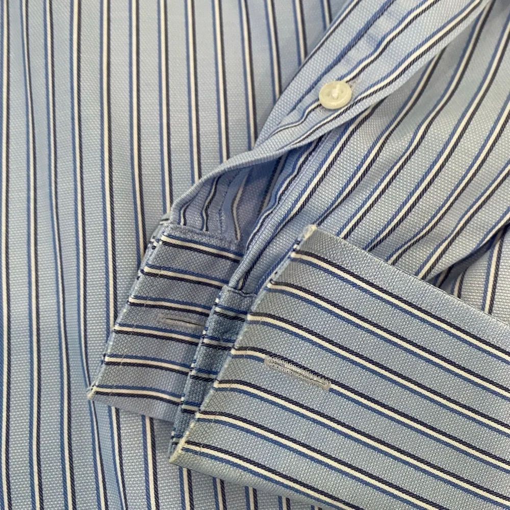Boss Hugo Boss Sharp Fit Dress Shirt Light Blue Pinstripe Men’s Size 16.5
